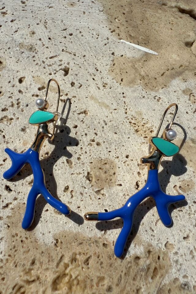 Mavi Sallantılı Küpe