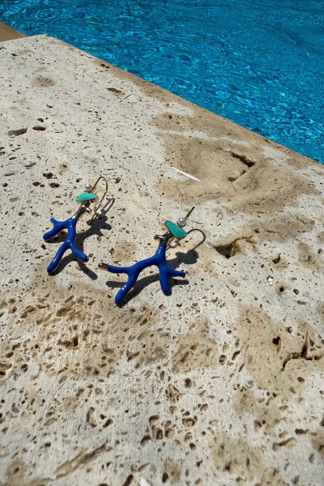 Mavi Sallantılı Küpe