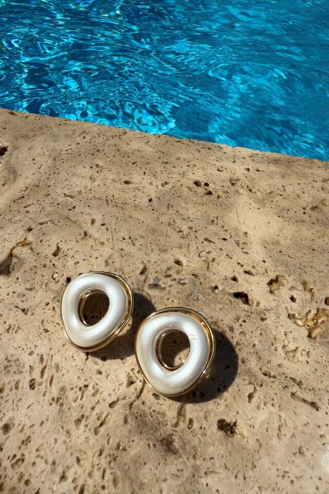 Geometrik İncili Küpe