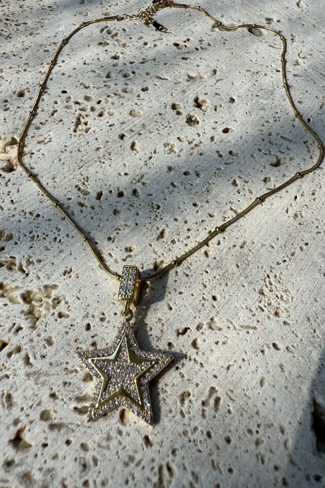 Zirkon Taşlı Yıldız Kolye
