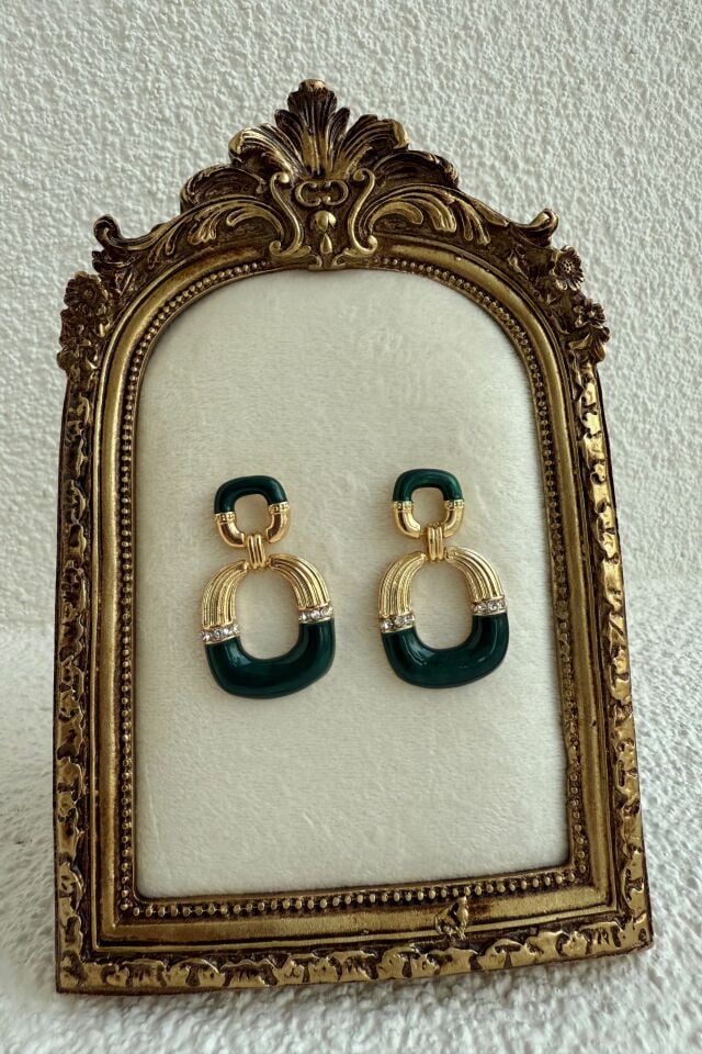 Vintage Taş Detaylı Küpe