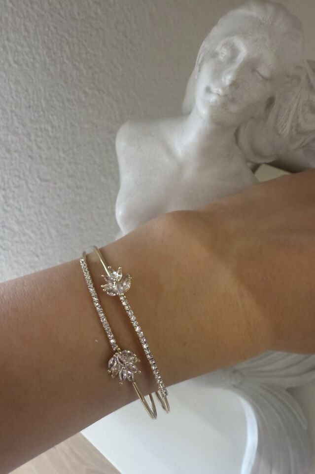 Zirkon Taşlı İkili Bileklik