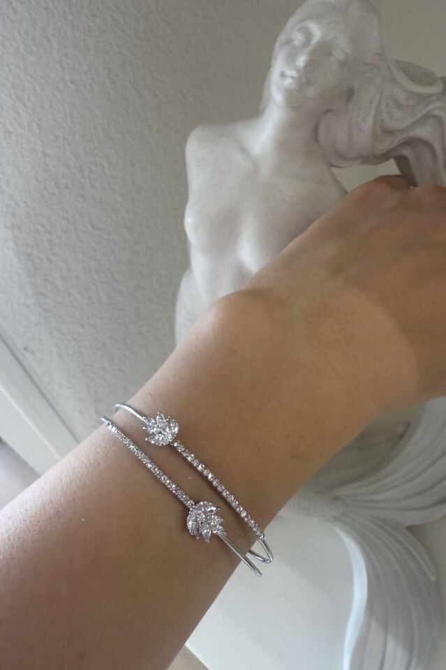 Zirkon Taşlı İkili Bileklik