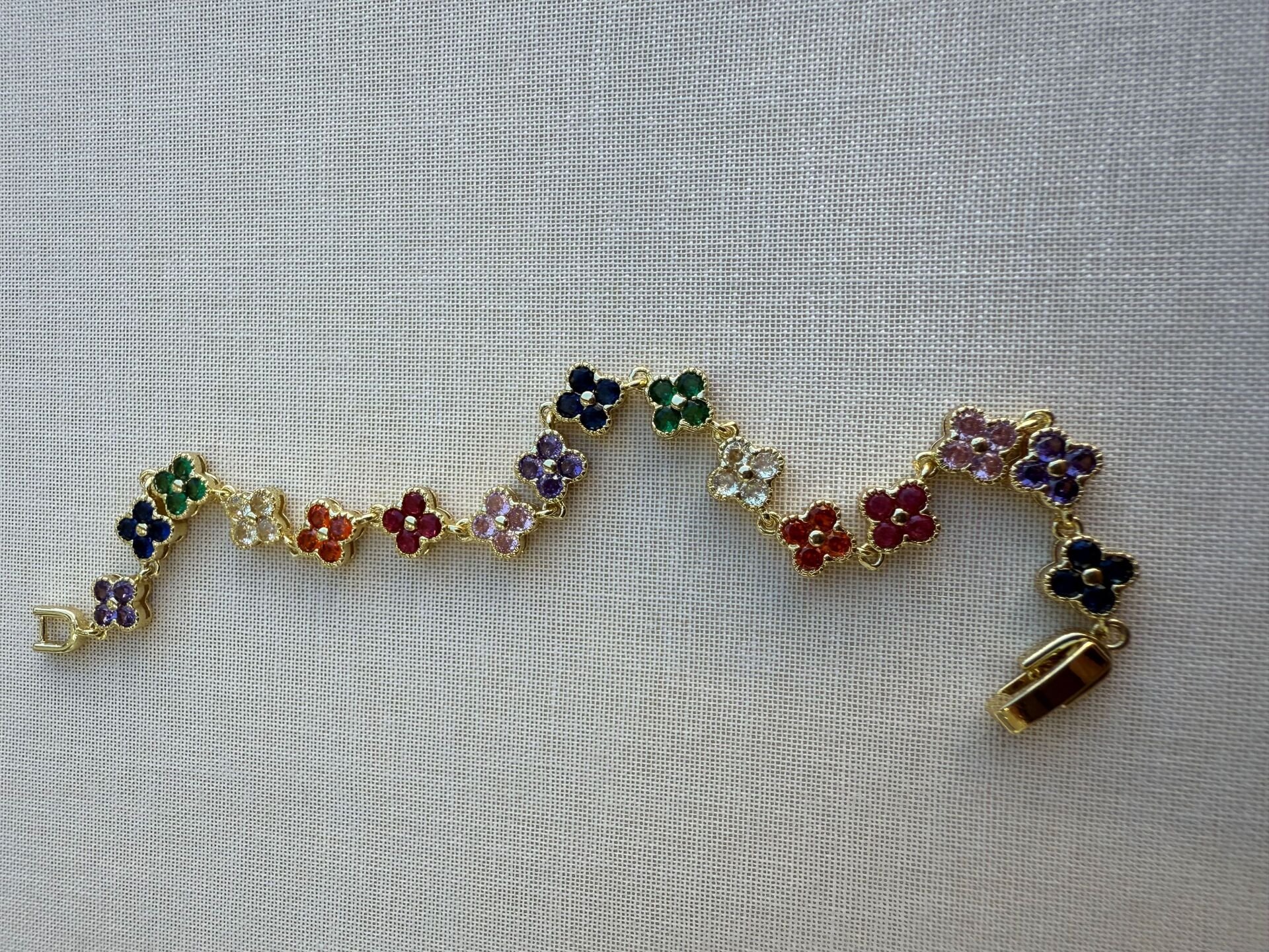 RENKLİ YONCA ZİRKON BİLEKLİK GOLD