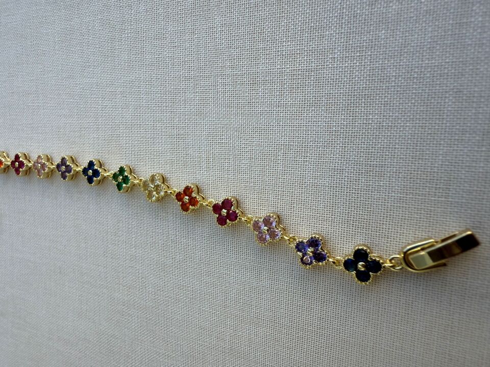 RENKLİ YONCA ZİRKON BİLEKLİK GOLD