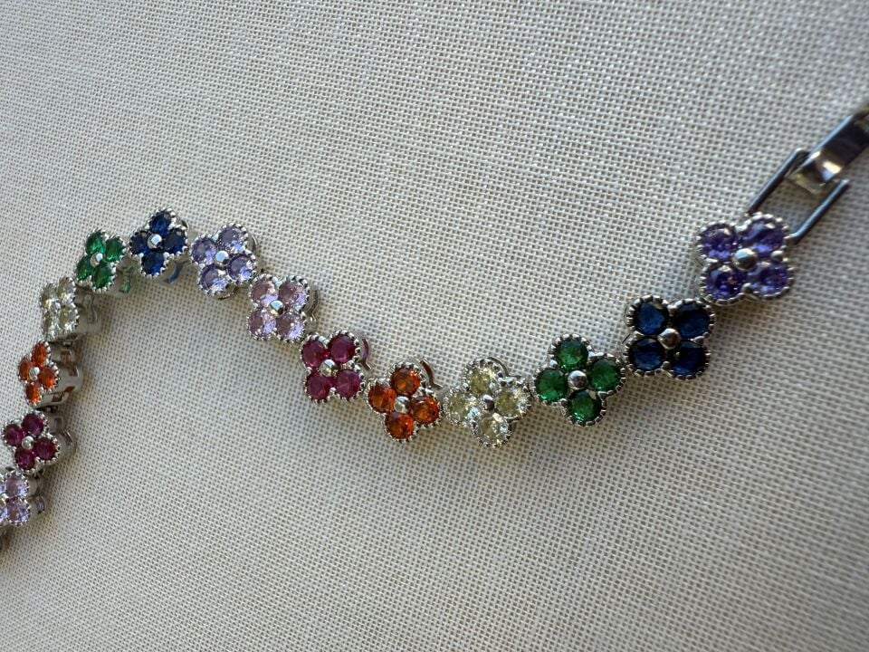 RENKLİ YONCA ZİRKON BİLEKLİK SİLVER